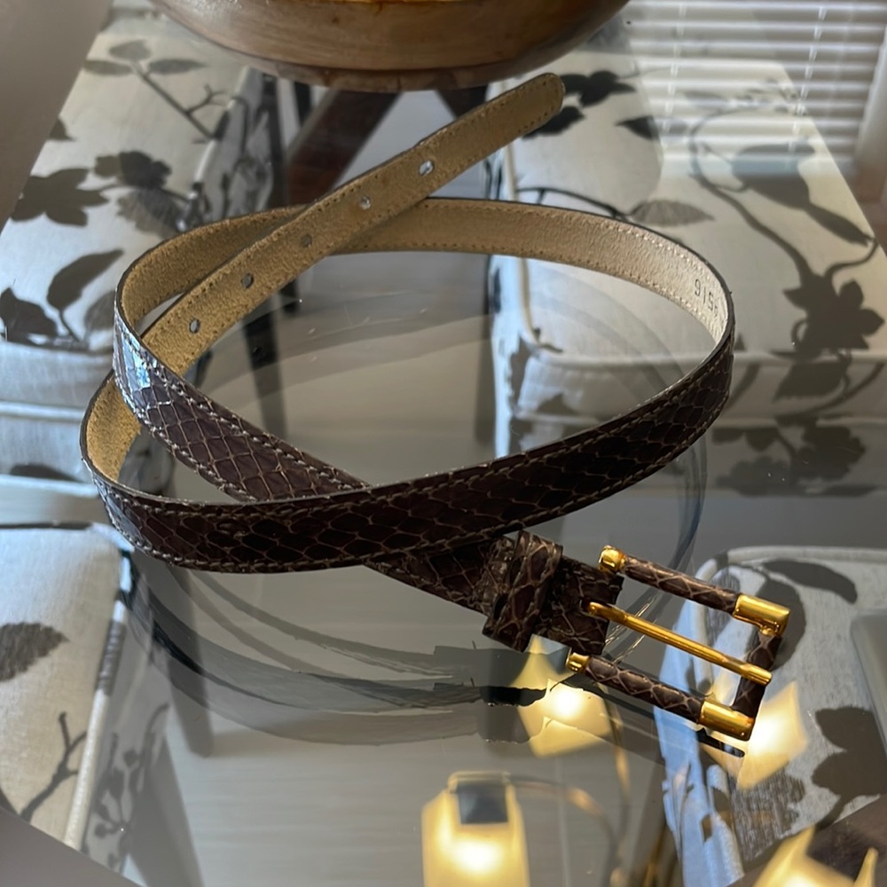 Steel grey Anne Klein vintage snakeskin belt